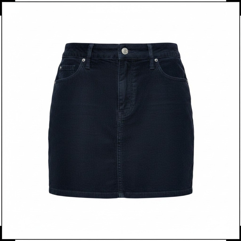 Old Navy Mini Skirt Womens 6 Navy Blue Corduroy High Rise Secret Slim Pocket